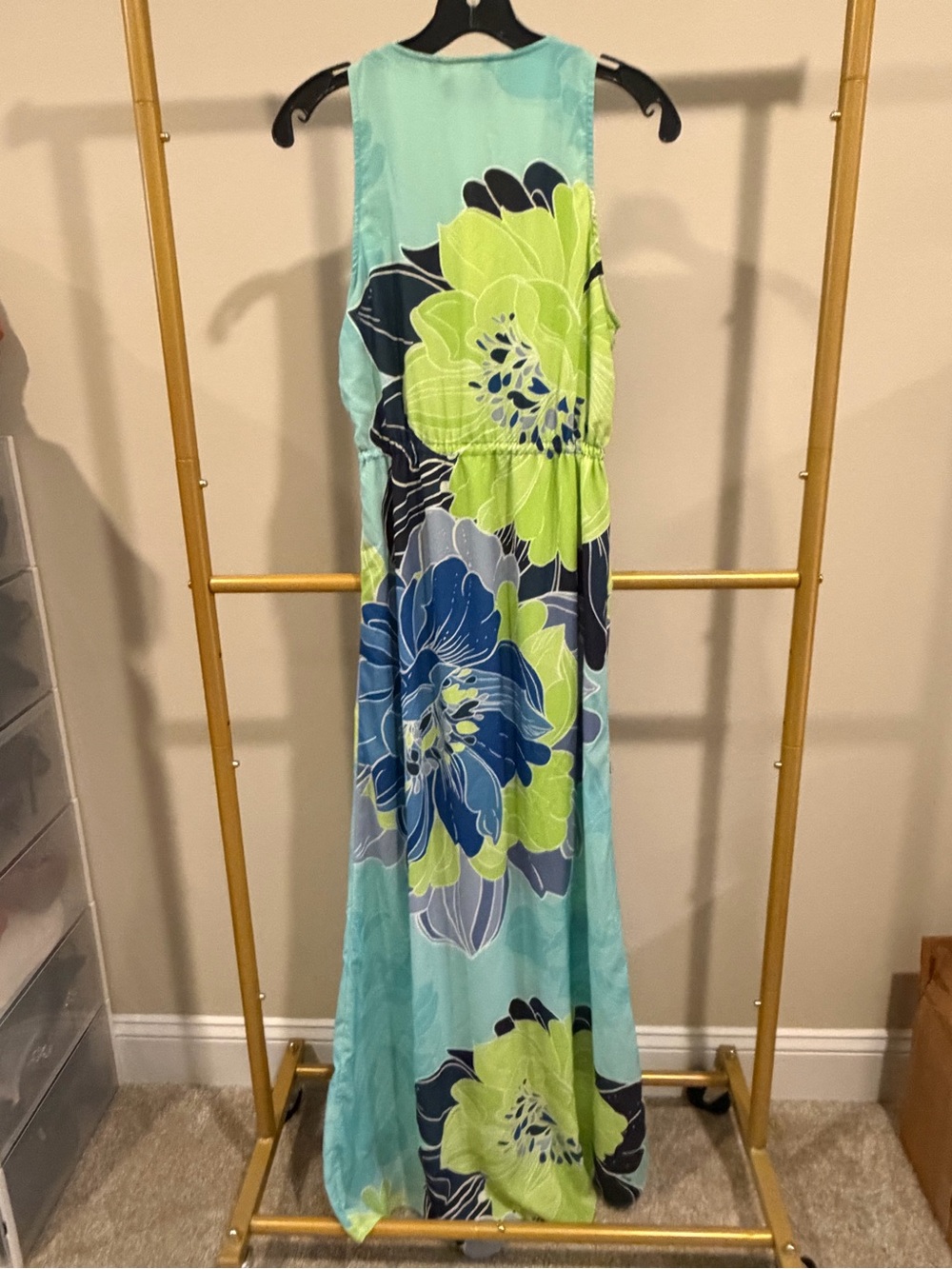 Hale Bob Beaded V-Neck Maxi Dress in Aqua, Lime & Purple - Picture 2 of 4